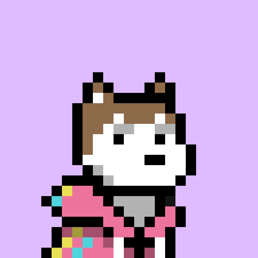 Pixel Doginal Dog #423 on the official sales bot card for a 48,800 DOGE sale